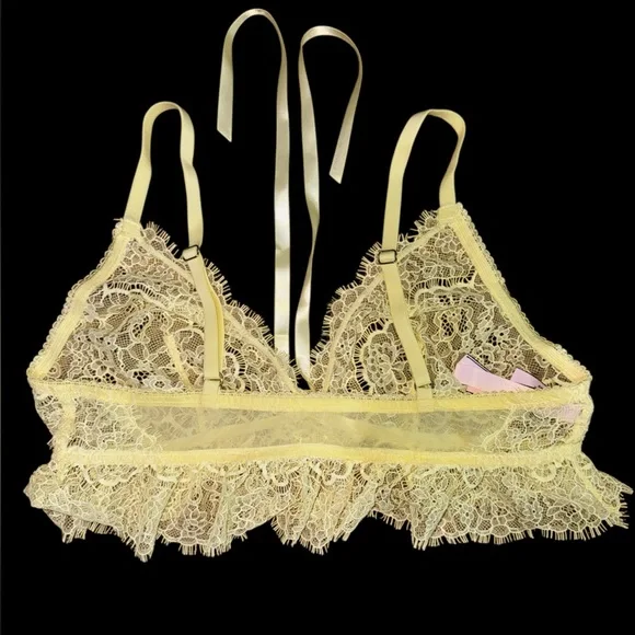 Victoria’s Secret NWT Elegant Yellow Lace Bralette - Picture 1 of 3